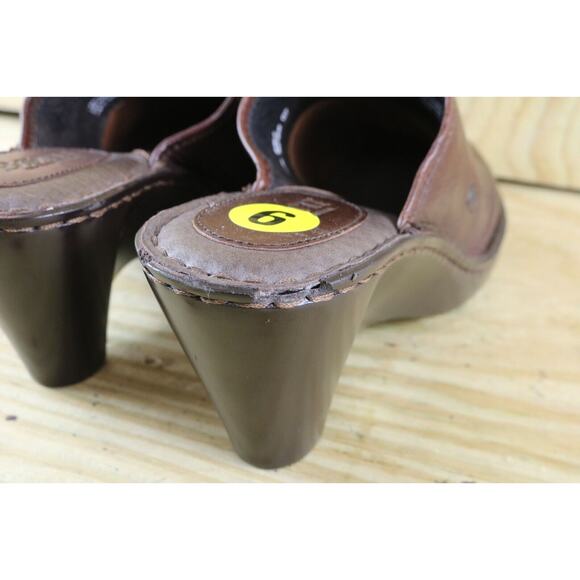 New Born Shoes Womens Sz 9 Brown Soft Leather 39 Mules Clogs Wedge Slip Ons - Picture 7 of 11